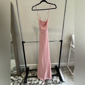 Soft pink dress with a split